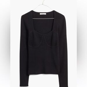 Madewell Ribbed Knit Top size XXS NWT - Black